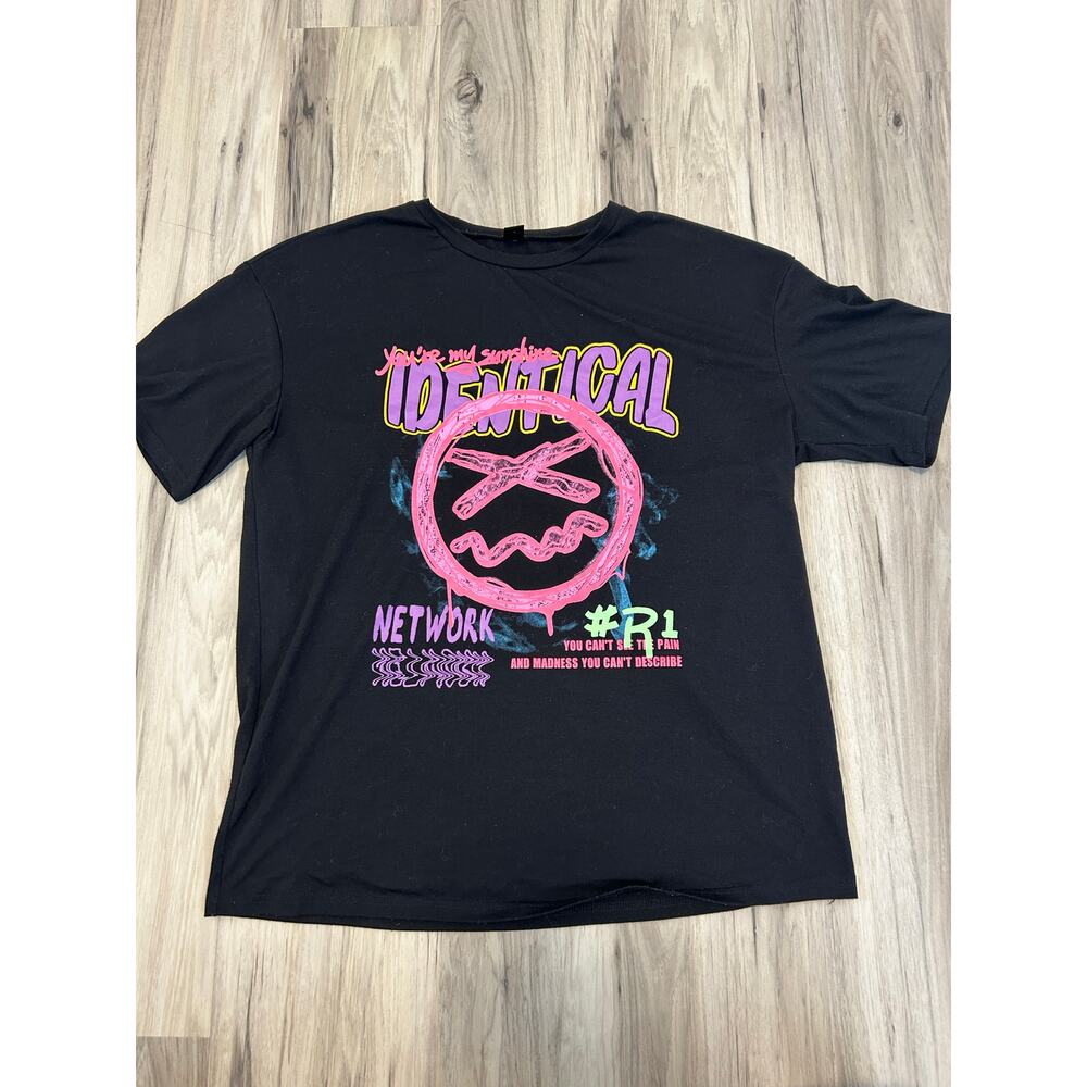 Women’s Shein Emoji X Eye T-shirt -  Neon Black Light Shirt Size Large